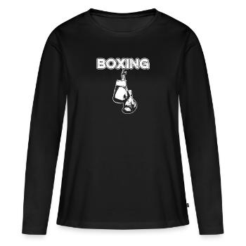 Boxen Boxer - Frauen Premium Bio Langarmshirt - Schwarz - Vorne - Julia (174cm)