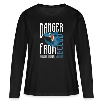 Requins Ailerons de requin sous l’eau - T-shirt manches longues Premium bio Femme - noir - Devant - Julia (174cm)