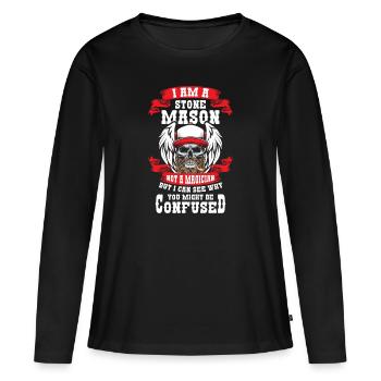 Maître de guilde des tailleurs de pierre - T-shirt manches longues Premium bio Femme - noir - Devant - Julia (174cm)