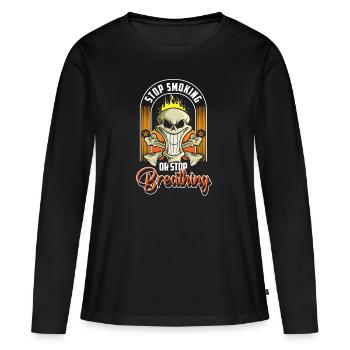 Zigarette Disziplin Zigaretten Lunge - Frauen Premium Bio Langarmshirt - Schwarz - Vorne - Julia (174cm)