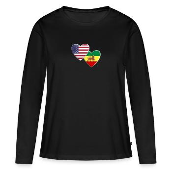 États-Unis Drapeau rastafari rastafari américain - T-shirt manches longues Premium bio Femme - noir - Devant - Julia (174cm)