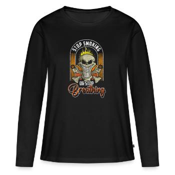 Objectif santé du gagnant de l’abandon du tabac - T-shirt manches longues Premium bio Femme - noir - Devant - Julia (174cm)