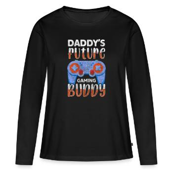 Bébé Papa Amour Ventre - T-shirt manches longues Premium bio Femme - noir - Devant - Julia (174cm)