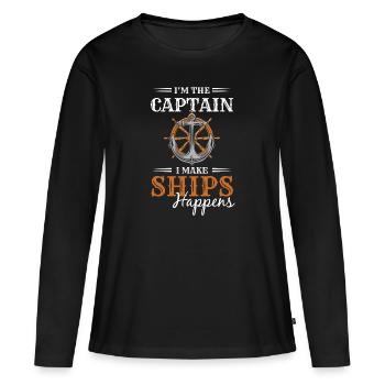 Maquette Captain Anchor - T-shirt manches longues Premium bio Femme - noir - Devant - Julia (174cm)