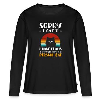 Perser Katze Katzendame Liebe - Frauen Premium Bio Langarmshirt - Schwarz - Vorne - Julia (174cm)