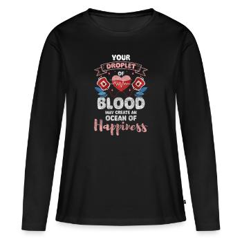Blutspender Miteinander Spende - Frauen Premium Bio Langarmshirt - Schwarz - Vorne - Julia (174cm)