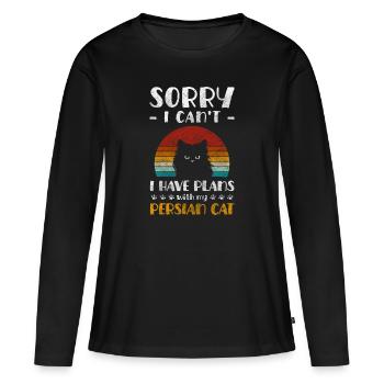 Perser Stubentiger Frauchen - Frauen Premium Bio Langarmshirt - Schwarz - Vorne - Julia (174cm)