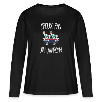 J'peux pas j'ai aviron - T-shirt manches longues Premium bio Femme - noir - Devant - Julia (174cm)