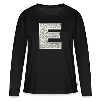 E, letter, letter E, initial, initial E, monogram, - Women's Premium Organic Long Sleeve Shirt - black - Front - Julia (174cm)