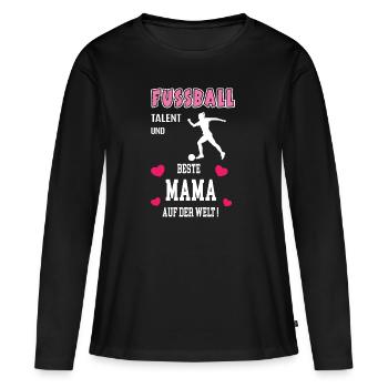 Fussballer Mama Fussball Beste Mutter Geburtstag - Frauen Premium Bio Langarmshirt - Schwarz - Vorne - Julia (174cm)