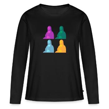 Mona Lisa Popart - T-shirt manches longues Premium bio Femme - noir - Devant - Julia (174cm)