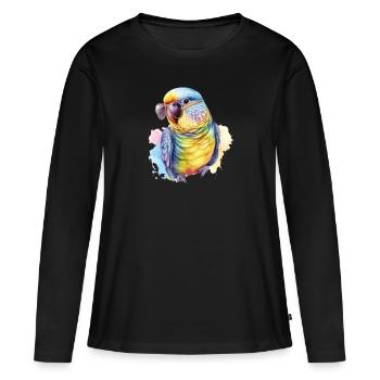 Colorful cool budgerigar with sunglasses - Women's Premium Organic Long Sleeve Shirt - black - Front - Julia (174cm)