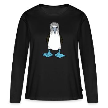 Blaufußtölpel_niedlicher Seevogel - Frauen Premium Bio Langarmshirt - Schwarz - Vorne - Julia (174cm)