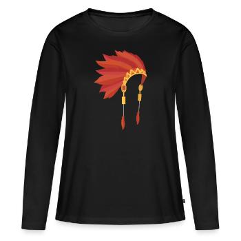 Les Indiens de la tête - T-shirt manches longues Premium bio Femme - noir - Devant - Julia (174cm)