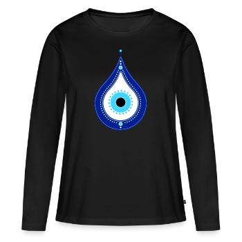 Nazar Boncuk, symbole de protection, Bleu, Oeil, Turquie - T-shirt manches longues Premium bio Femme - noir - Devant - Julia (174cm)