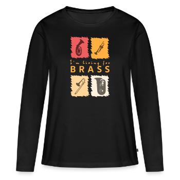 Living for Brass - Women's Premium Organic Long Sleeve Shirt - black - Front - Julia (174cm)