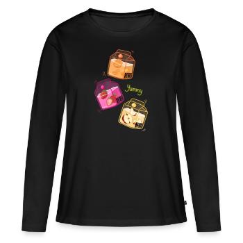 Jus fruité - T-shirt manches longues Premium bio Femme - noir - Devant - Julia (174cm)