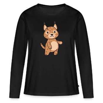 Luchs - Frauen Premium Bio Langarmshirt - Schwarz - Vorne - Julia (174cm)