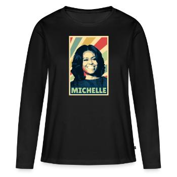 Michelle Obama Vintage Colores - T-shirt manches longues Premium bio Femme - noir - Devant - Julia (174cm)