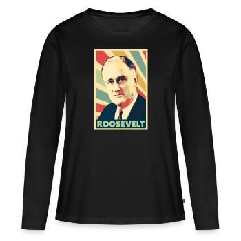 Franklin D. Roosevelt Colors vintage - T-shirt manches longues Premium bio Femme - noir - Devant - Julia (174cm)