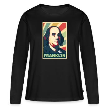 Benjamin Franklin Colors Vintage - T-shirt manches longues Premium bio Femme - noir - Devant - Julia (174cm)