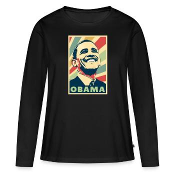 Barack Obama Vintage Colores - T-shirt manches longues Premium bio Femme - noir - Devant - Julia (174cm)