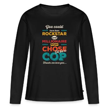 Vous avez choisi d’être flic - T-shirt manches longues Premium bio Femme - noir - Devant - Julia (174cm)