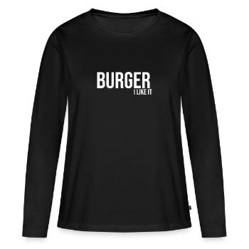 Burger j'aime bien fast food - T-shirt manches longues Premium bio Femme - noir - Devant - Julia (174cm)