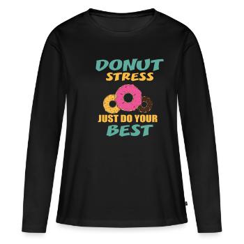 Donat - stress - chemise - T-shirt manches longues Premium bio Femme - noir - Devant - Julia (174cm)