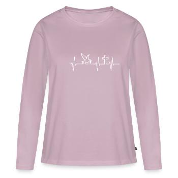 La foi, l’espérance - T-shirt manches longues Premium bio Femme - rose poudré - Devant - Julia (174cm)