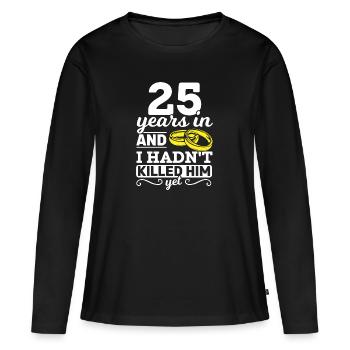 25 ans de mariage d’argent cadeau - T-shirt manches longues Premium bio Femme - noir - Devant - Julia (174cm)