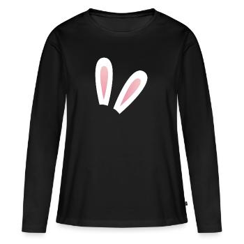 Oreilles de lapin - T-shirt manches longues Premium bio Femme - noir - Devant - Julia (174cm)