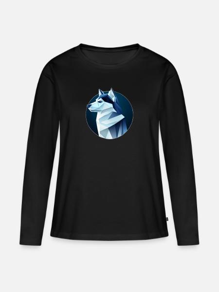 Husky-Hund wie ein Wolf - Frauen Premium Bio Langarmshirt - Schwarz