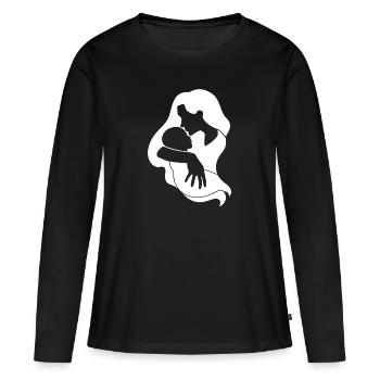 Silhouette enfant mère - T-shirt manches longues Premium bio Femme - noir - Devant - Julia (174cm)