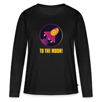 BTC Crypto crypto cryptomonnaie Blockchain - T-shirt manches longues Premium bio Femme - noir - Devant - Julia (174cm)