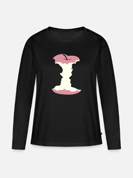 VexierBild (Apfel-Edition) - Frauen Premium Bio Langarmshirt - Schwarz