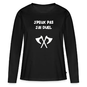 J’peux pas j’ai duel - T-shirt manches longues Premium bio Femme - noir - Devant - Julia (174cm)