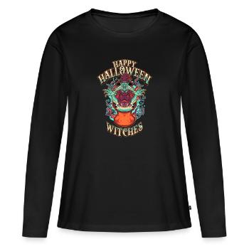 Halloween Hexe - Frauen Premium Bio Langarmshirt - Schwarz - Vorne - Julia (174cm)