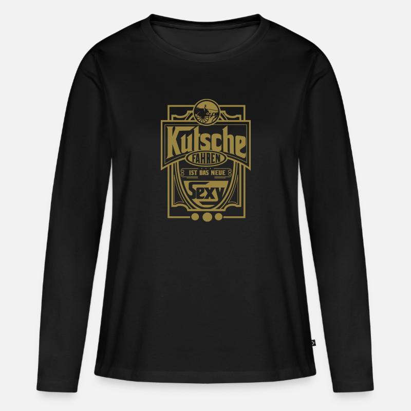 Kutschenfahrer Kutsche Pferd Pferdekutsche - Frauen Premium Bio Langarmshirt - Schwarz