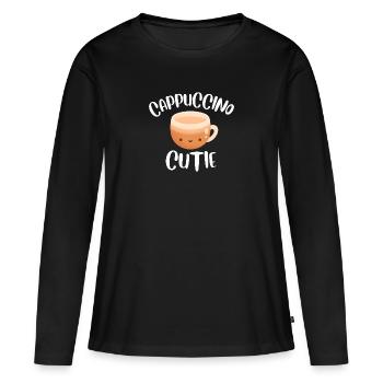 Cappuccino Cutie - Frauen Premium Bio Langarmshirt - Schwarz - Vorne - Julia (174cm)