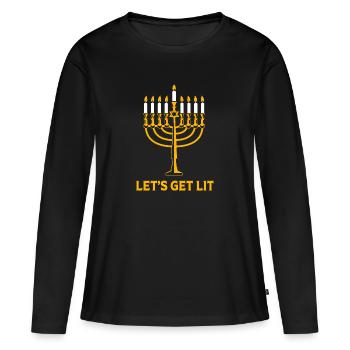 Hanoucca - T-shirt manches longues Premium bio Femme - noir - Devant - Julia (174cm)