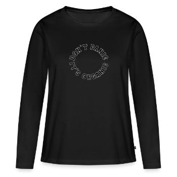 Dont Panic its Organic - Frauen Premium Bio Langarmshirt - Schwarz - Vorne - Julia (174cm)