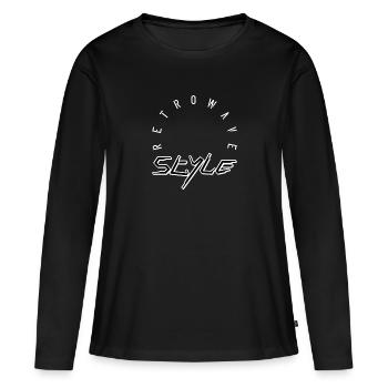 Style rétrowave - T-shirt manches longues Premium bio Femme - noir - Devant - Julia (174cm)