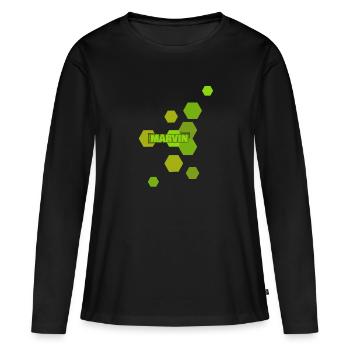 Marvin - Frauen Premium Bio Langarmshirt - Schwarz - Vorne - Julia (174cm)
