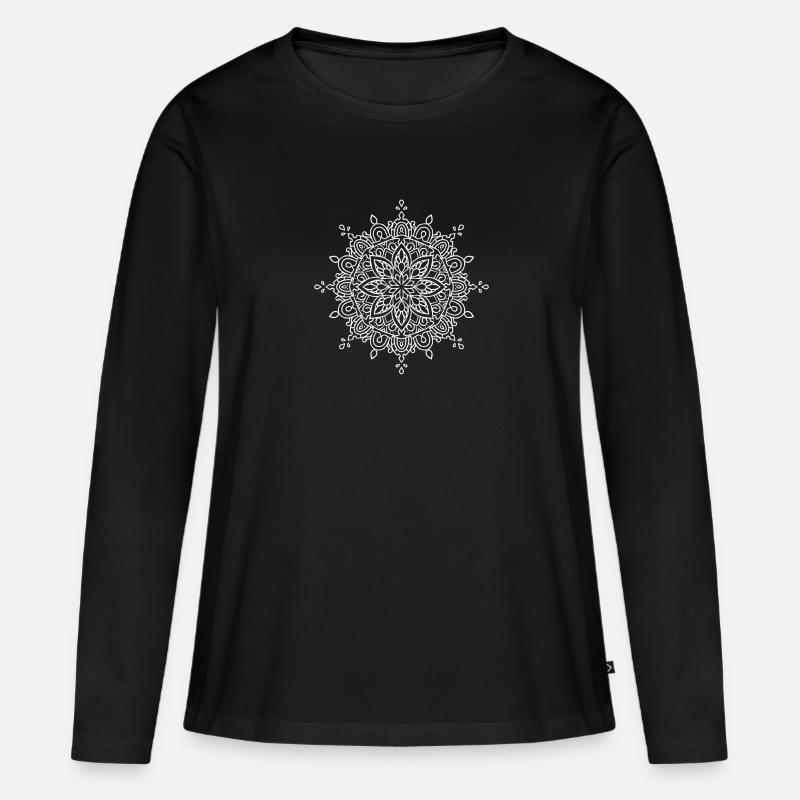 Mandala di fiori - Maglia a maniche lunghe ecologica premium da donna - nero
