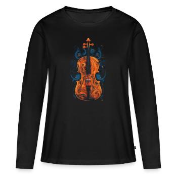 Violon Violoniste Violoniste Violoniste - T-shirt manches longues Premium bio Femme - noir - Devant - Julia (174cm)