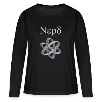 Nerd! shirt Nerd cool! - T-shirt manches longues Premium bio Femme - noir - Devant - Julia (174cm)