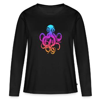 Poulpe - Tentacules - Calmar - T-shirt manches longues Premium bio Femme - noir - Devant - Julia (174cm)