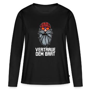 Humoristique Barbe Barbe Barbe Déclaration Barbe Coiffure - T-shirt manches longues Premium bio Femme - noir - Devant - Julia (174cm)