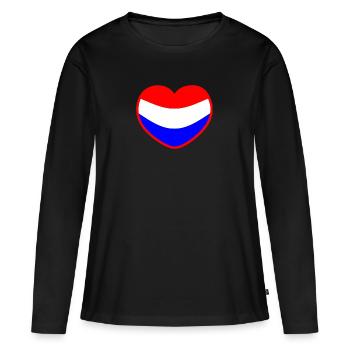 Le cœur du drapeau néerlandais Les Pays-Bas - T-shirt manches longues Premium bio Femme - noir - Devant - Julia (174cm)